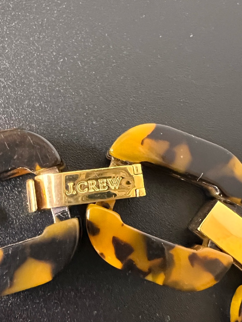 J. CREW Lucite Tortoise with Gold Tone Chain Link Necklace - Picture 5 of 7